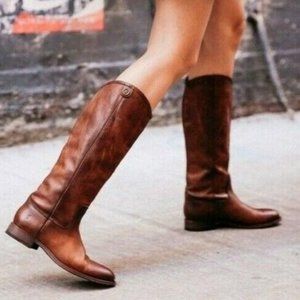 Frye Melissa button cowboy boot - tall, cognac
